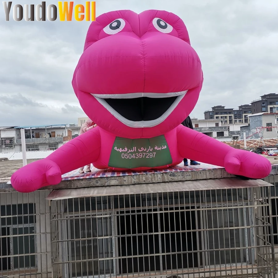 Large Ground-Lying Pink Cute Inflatable Dinosaur Head For Shopping Mall Building Holiday Decoration