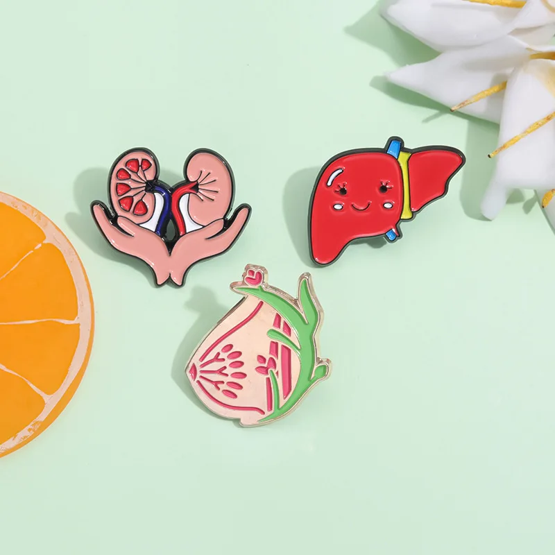 Creative Cartoon Medical Organ Series Enamel Brooch Kidney Lung Breast Lapel Pin Badge Backpack Clothing Hat Accessories