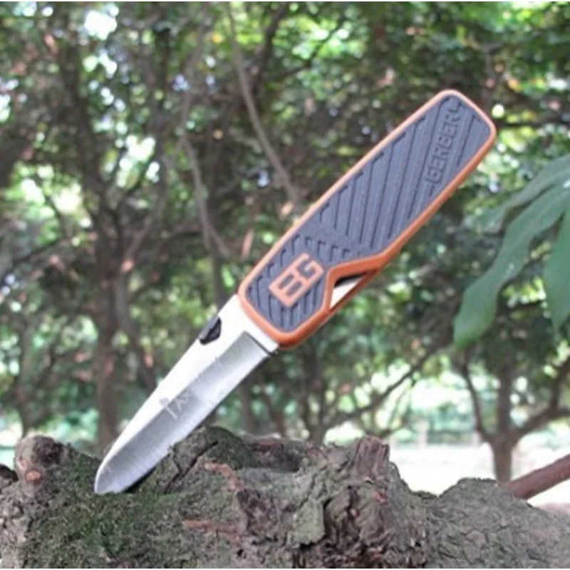 Gerber Multitool Folding Knife 5CR15 Stainless Steel Non-Slip Rubber Handle Outdoor Survival Self-Defense Hiking Camping EDC