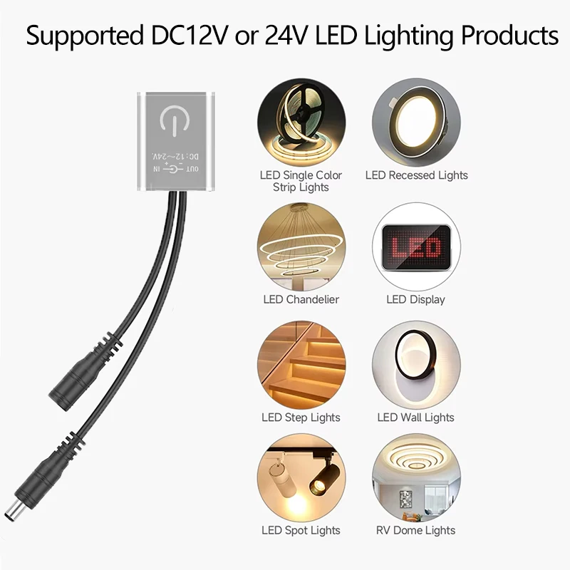 

BHTS-DC 12V 24V touch dimmer switch brightness adjustment single color on/off touch connector switch controller suitable for cab