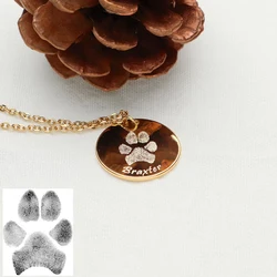 Stainless Steel 18K Gold Plated Paw Print Necklace Your Actual Pet Paw Print Necklace Custom Pet Dog Paw Necklace Women Jewelry