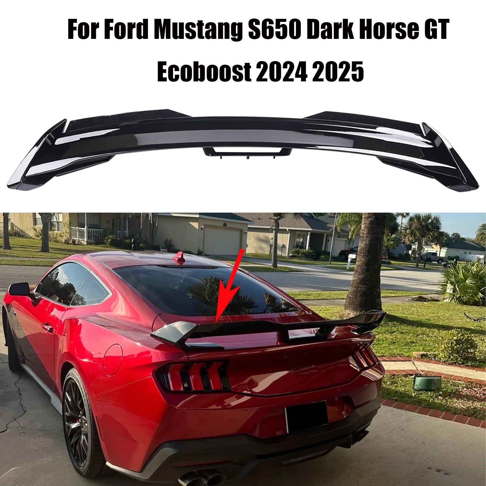 포드 머스탱 S650 2024 2025 GT 다크호스 에코부스트 리어 범퍼 테일 윙 스포일러 디퓨저 트렁크 립 스플리터 키트 카본룩