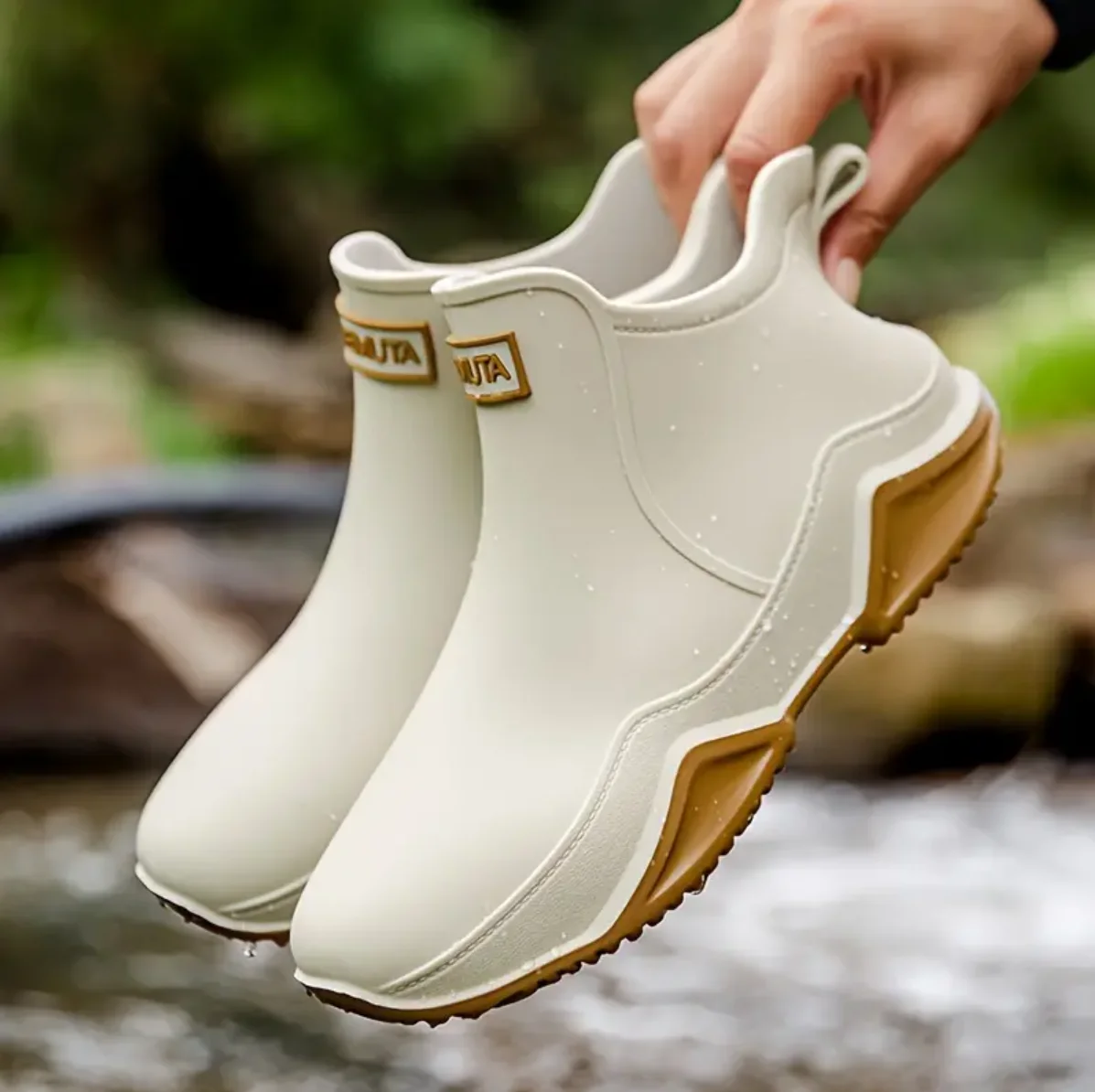 Trendy Outdoor Kitchen Non-slip Rain Boots, Motorcycle Waterproof Shoes, Rain Shoes Rubber Shoes Water Shoes Fishing Shoes For W