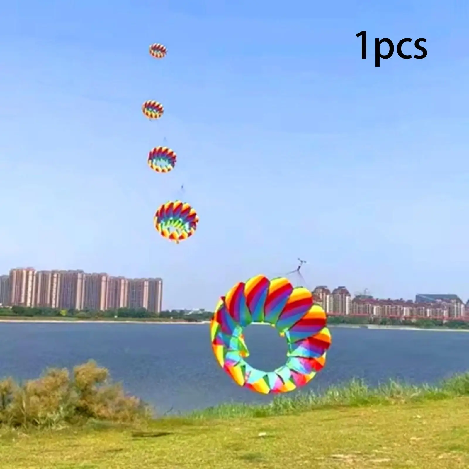 어린이용 회전 연, 야외 활동용 폴리에스터 꽃 연, 여름 정원 해변 여행, 크고 부드러운 야외 엔터테인먼트 선물