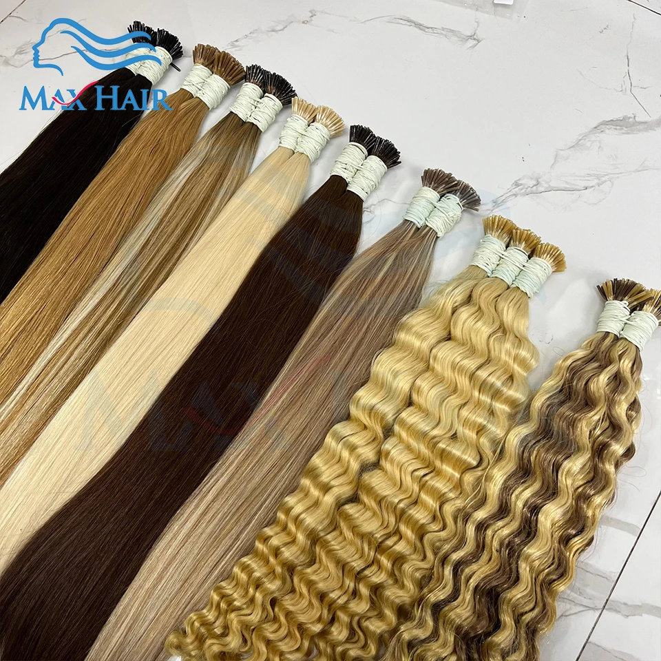 

Keratin Hair Extensions I Tip Natural Real Human Keratin Straight curly Hair Extensions Keratin Capsule Brown Blonde Color