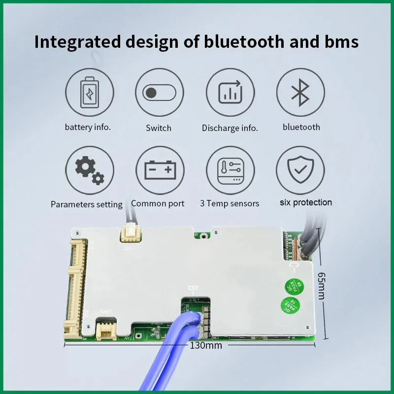 JIABAIDA BMS Smart BT APP 6S-22S LiFePo4 Li-ion Battery 40A-100A Continuous Current 100mA Balance 8S 10S 12S 13S 16S 20S JBD BMS