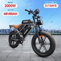 DEEPOWER S7 Electric Bicycle 2000W Motor 48V60Ah Lithium Battery Electric Bike 20 inch Fat Tire Adult City Road Commuting EBike