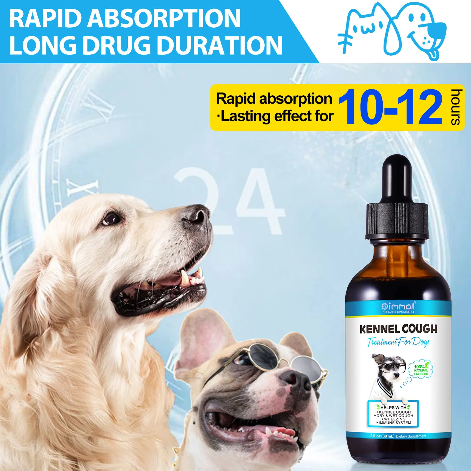 Kennel Cough Relief Drops Treatment for All Dogs Help with Cold Cough Dry and Wet Cough Wheezing Immune System 100% Pure Natural