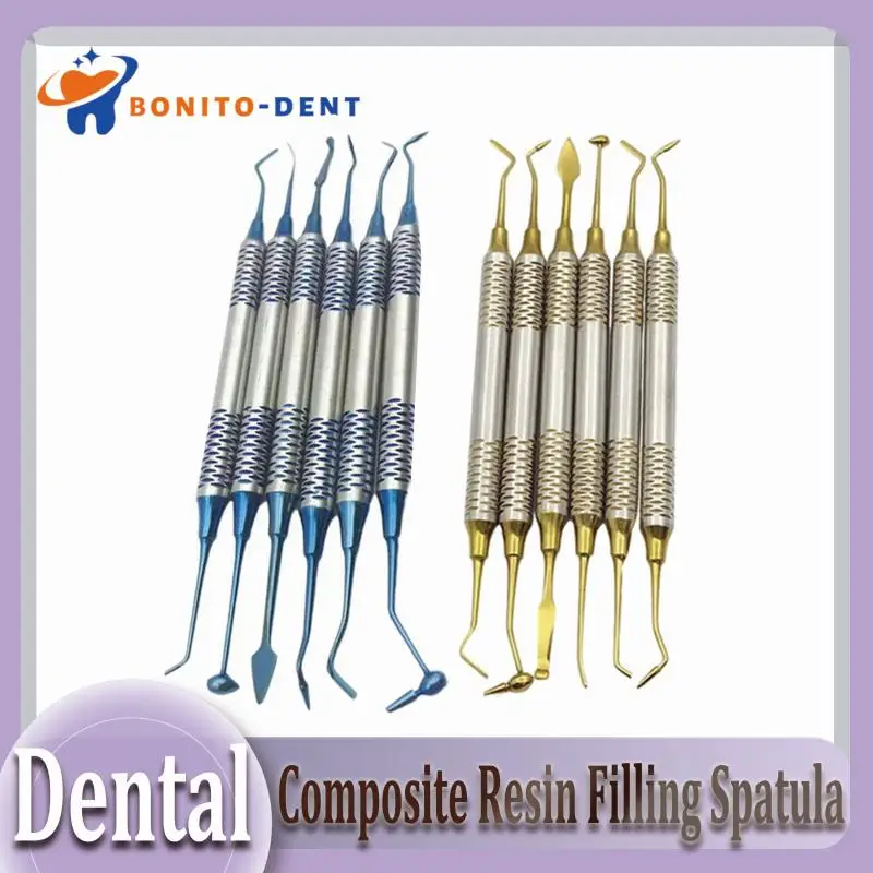 6pcs Dental Tools Composite Filling Titanium Plated Head Resin Filler Set