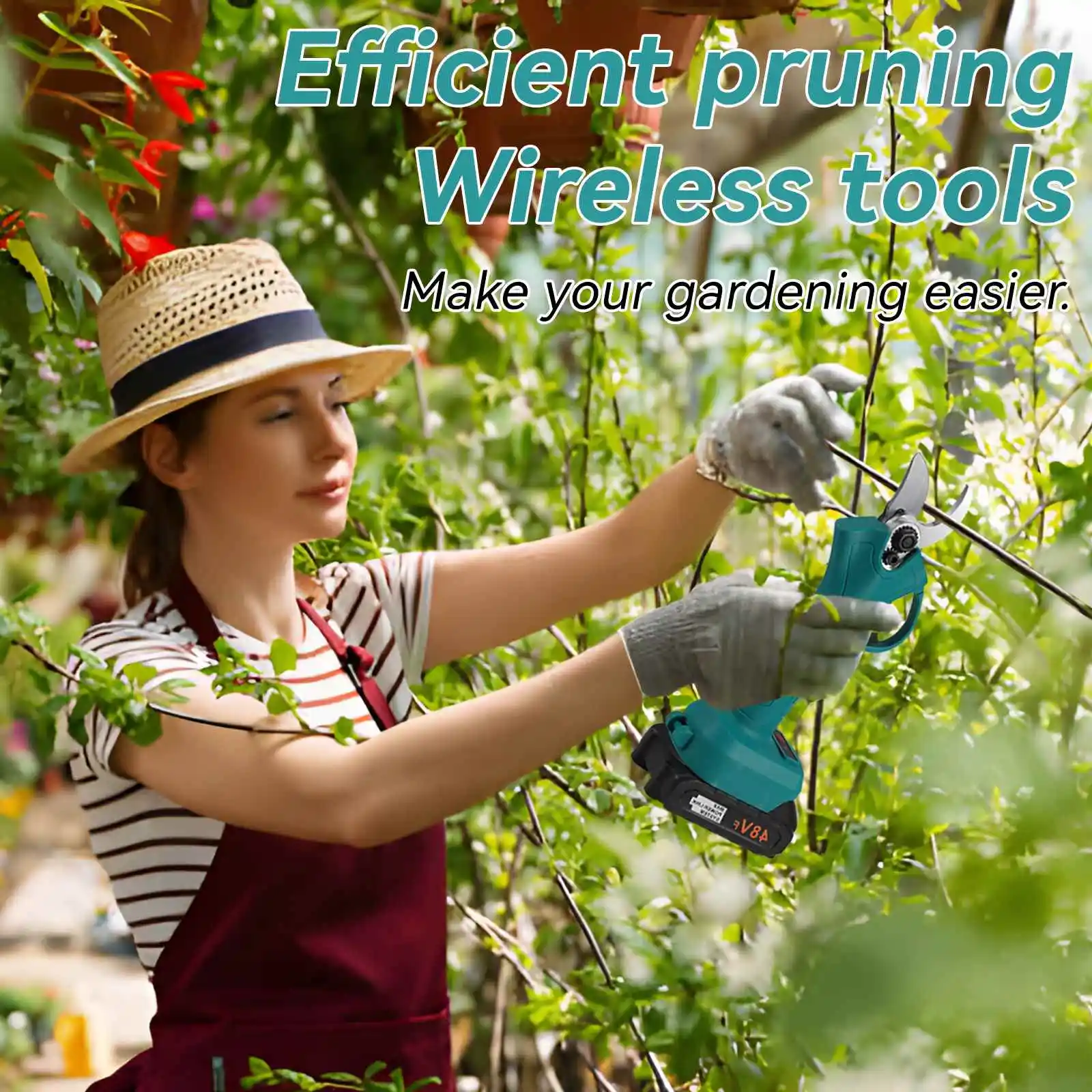 مقص تقليم لاسلكي بدون فرش - قطع 25 مم، متوافق مع بطارية ماكيتا، مقص حديقة كهربائي 9000 مللي أمبير في الساعة للأشجار والشجيرات