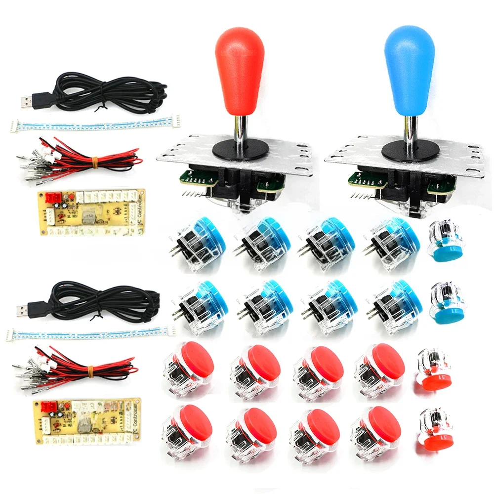 Kit de manette de jeu d'arcade pour 2 joueurs, Kit de Joystick, bouton poussoir clair, retard zéro, contrôleur de carte Usb, encodeur Pc Raspberry Pi Mame Neo Geo
