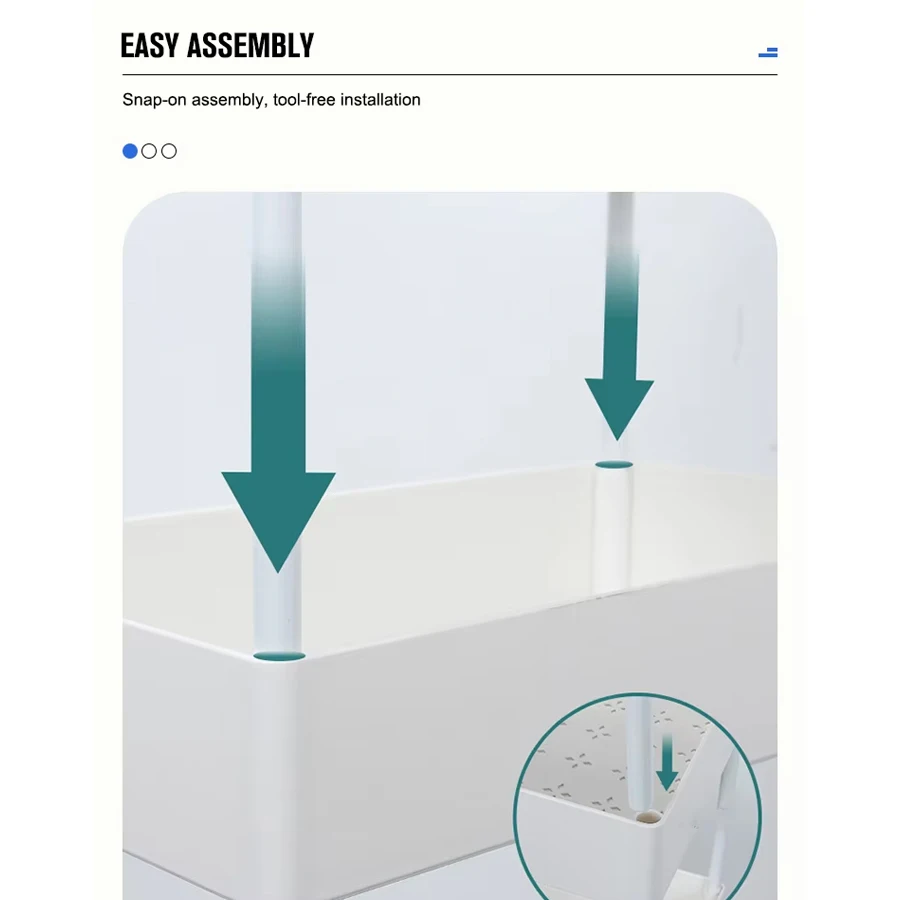 وحدة رفوف مكونة من 5 طبقات، بلاستيك، قابلة للفصل، بعجلات، وحدة رفوف متعددة المستويات للدراسة المنزلية، المطبخ، غرفة المعيشة والحمام - بلاستيك متين، سهل التجميع #4