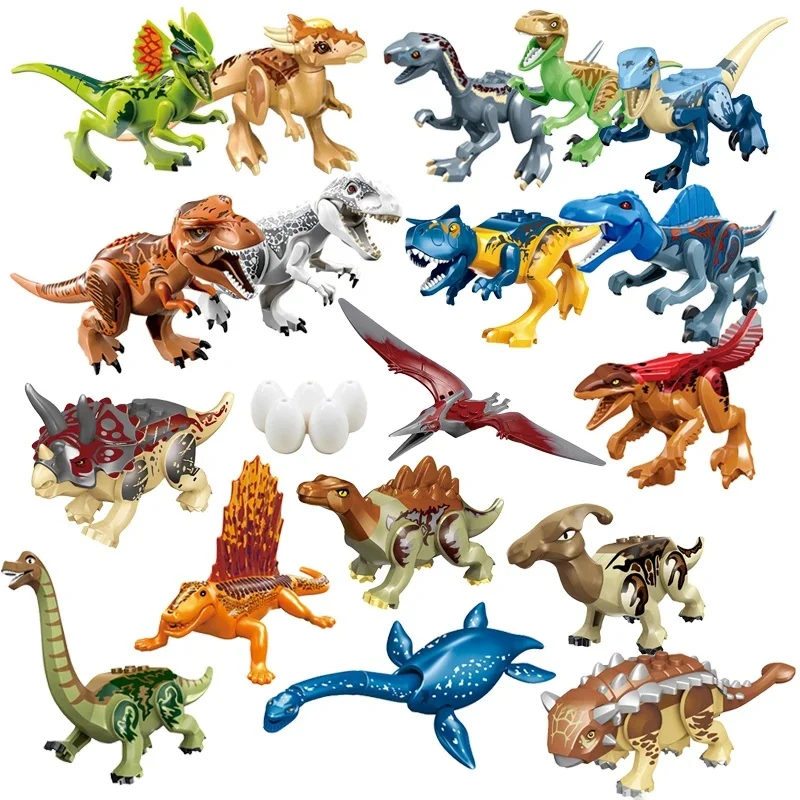 Assembler des blocs de construction éducatifs Velociraptor Triceratops Jurassic World dinosaures Indominus t-rex modèle jouets pour garçons cadeaux