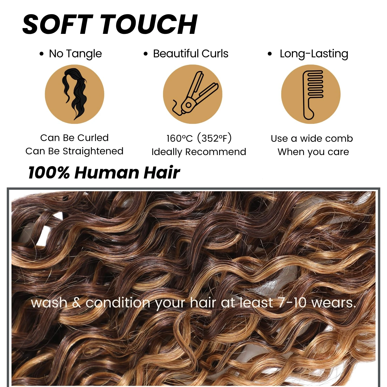 العسل شقراء تسليط الضوء على موجة عميقة 1 3 حزم 100% حزم الشعر البشري غير المجهزة البرازيلي عذراء نسج شعر مستعار بشري
