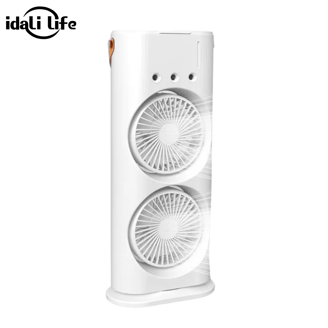 Mini Ventilador Climatizador Duplo Com Umidificador Potente LED RECARREGÁVEL USB