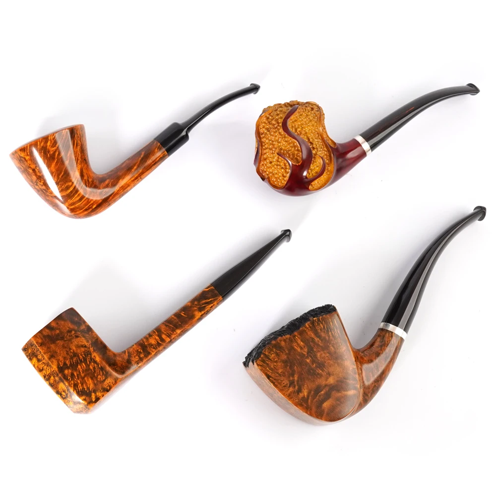 Handmade briar tobacco pipe vulcanized rubber pipe mouth 3mm pipe channel Father's Christmas gift Smoking wood pipe