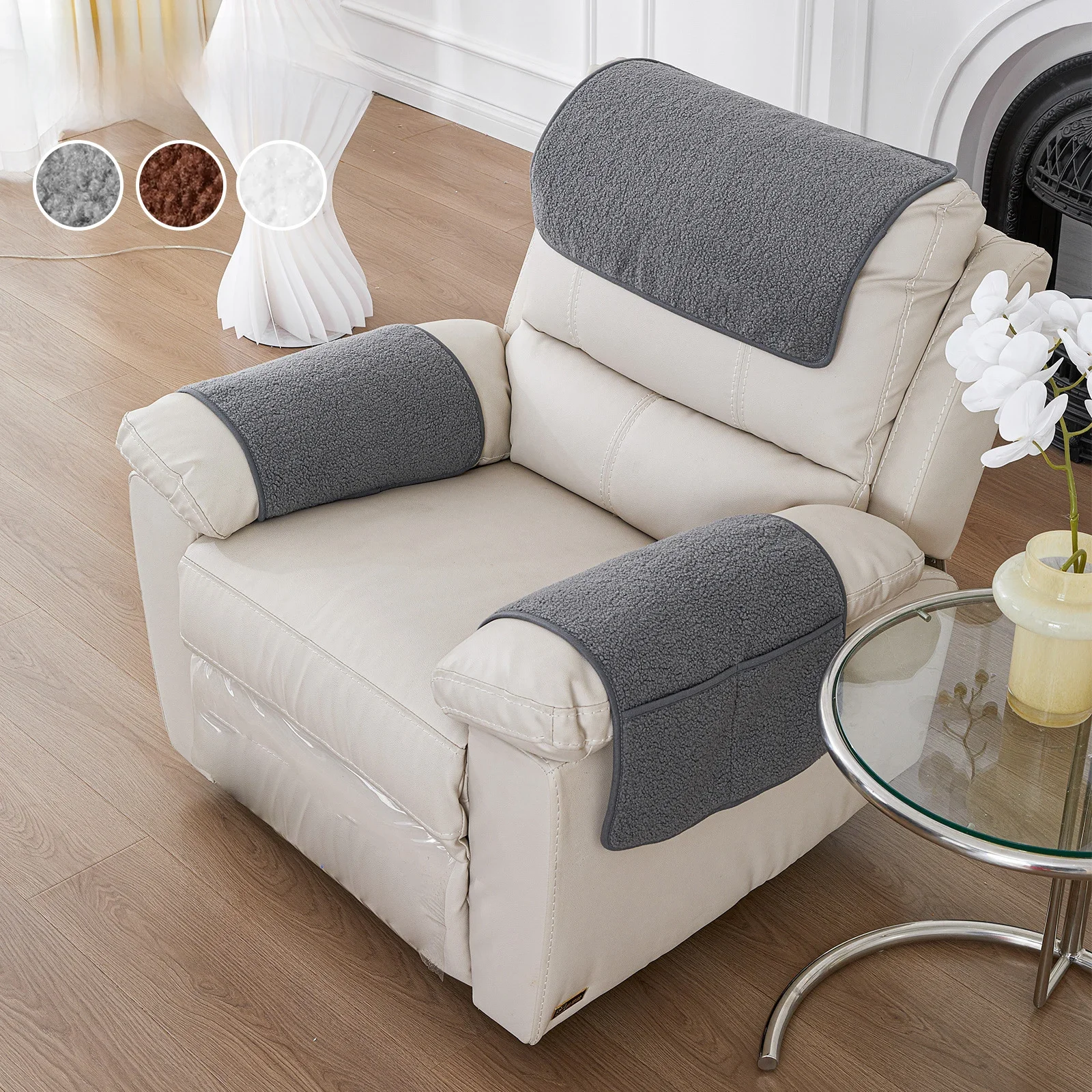 3 stuks bank hoofdsteun hoes zacht polyester fauteuil hoofdsteun beschermer slijtvaste fauteuil hoofdsteun hoes - afbeelding 2