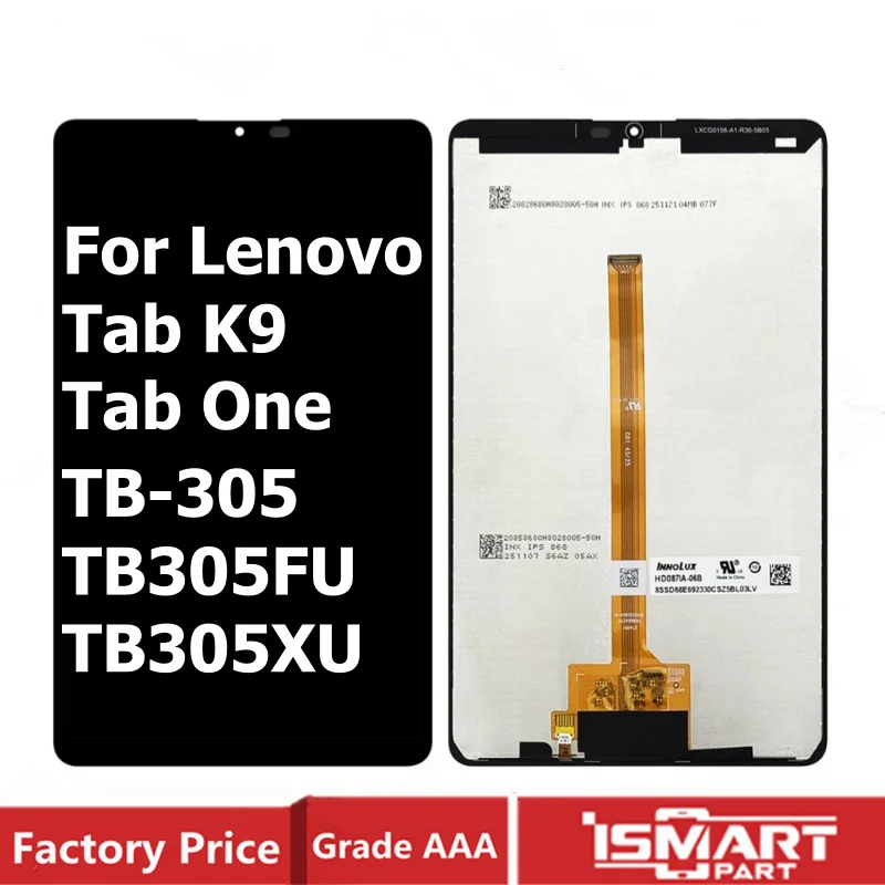 OEM TB305FU TB305XU For Lenovo Tab K9 Screen Tab One LCD TB-305 Display Touch Screen Digitizer Assembly Replacement Parts 8.7