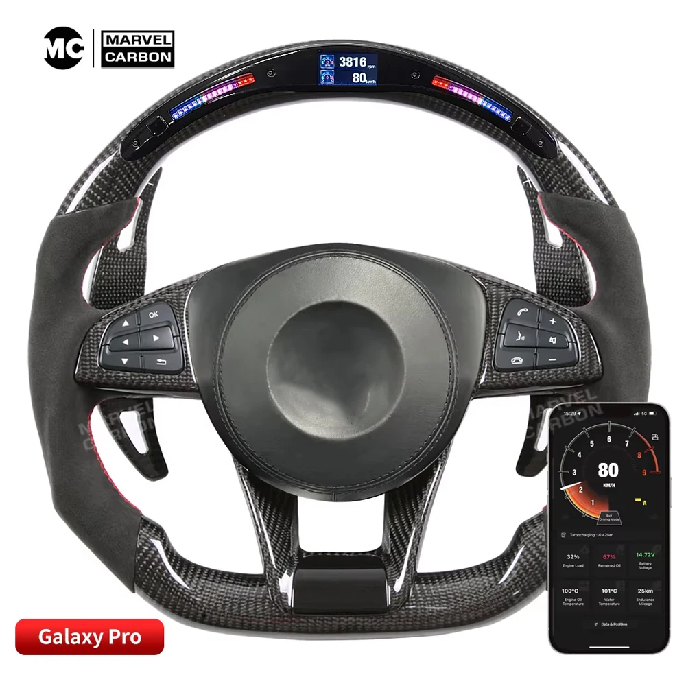 100% REAL CARBON FIBER STEERING WHEEL compatible for Benz AMG