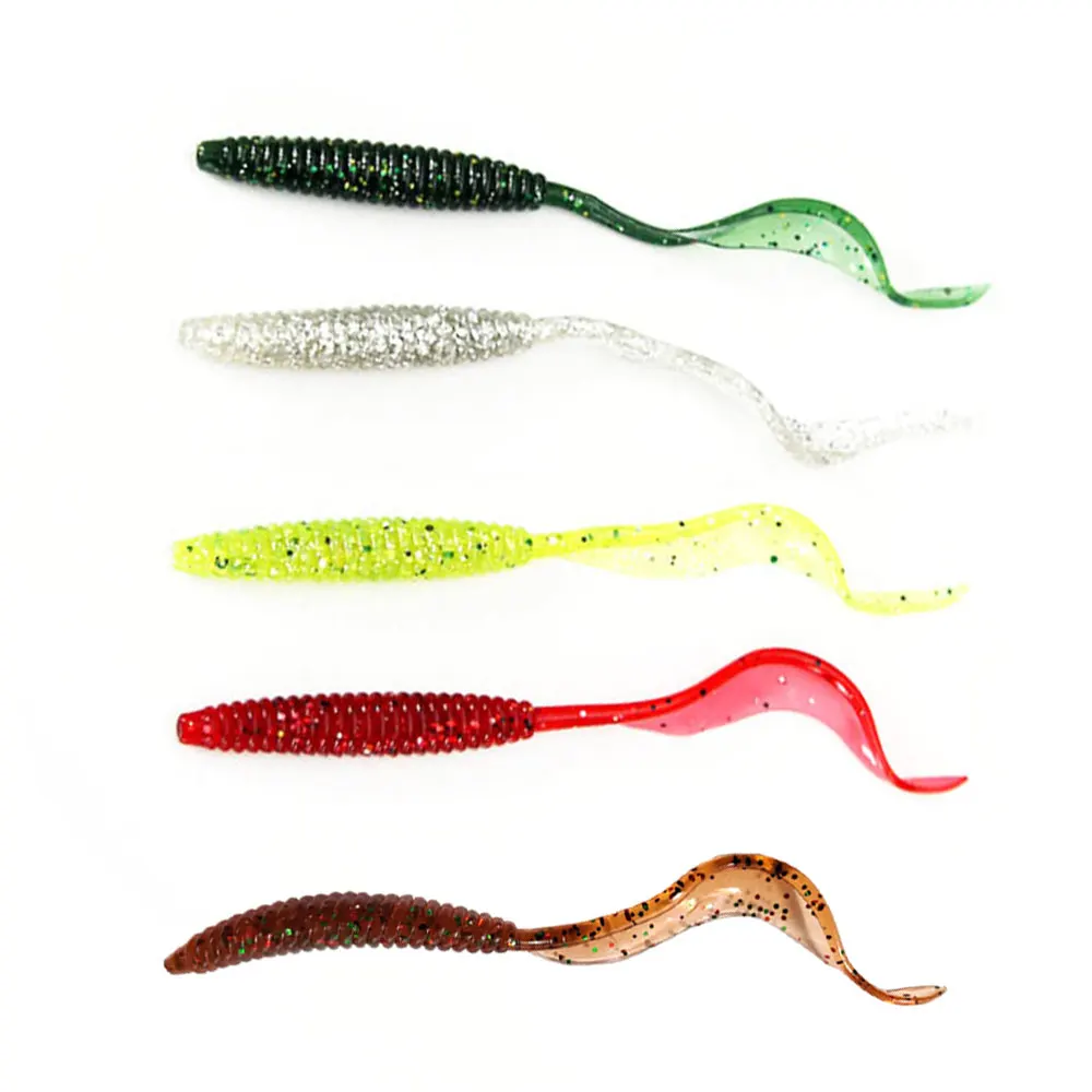 Long tail worm bass Fland lure fishing bait soft worm