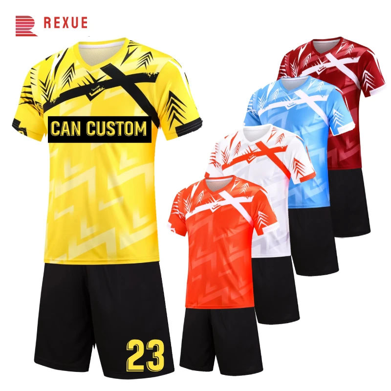 New 2024 Short Sleeve Football Uniform 2 Piece Soccer Jersey Suits Men Kids Custom Professional Child Male Team Sport Clothing