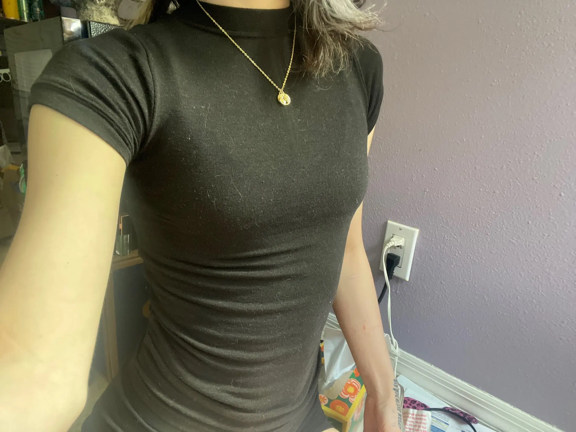 Half-high Collar T-shirt korean Transparent Short-sleeved Slim-fit Elastic Solid Inner Bottoming Shirt Sexy Big Chest T-shirt photo review