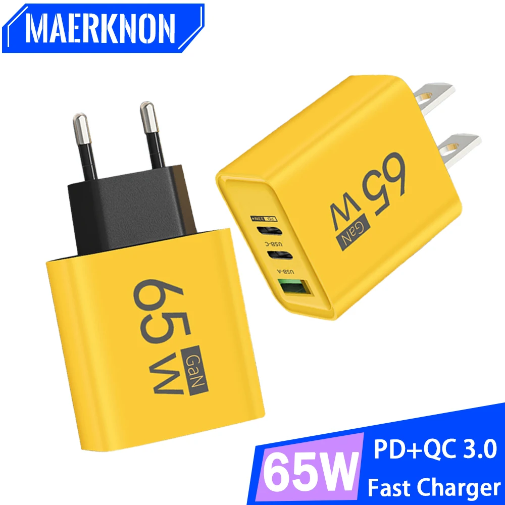 

GaN 65W PD USB C Charger Type C Fast Charging Wall Charger For iPhone 15 Xiaomi Samsung Huawei 3 Ports USB Phone Charger Adapter