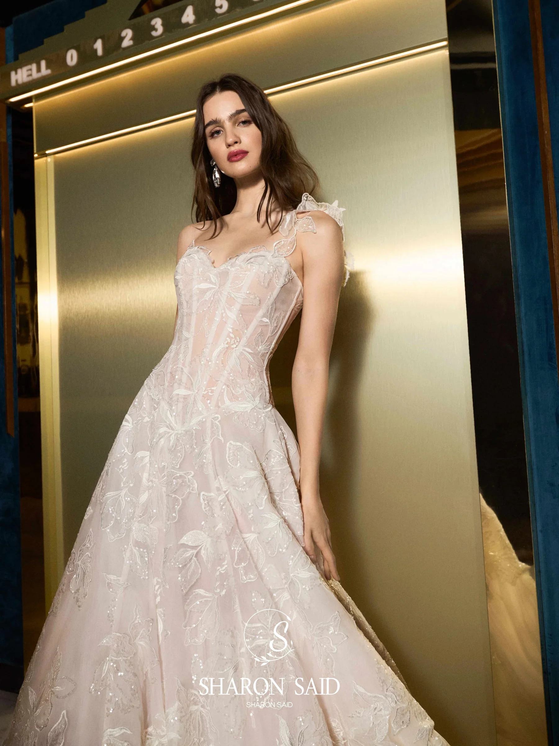 Sharon Said 2025 Romantische Off White Sweetheart Tule Trouwjurk Elegant Een Schouder Hof Trein Bruidsjurken SW336 Aangepaste