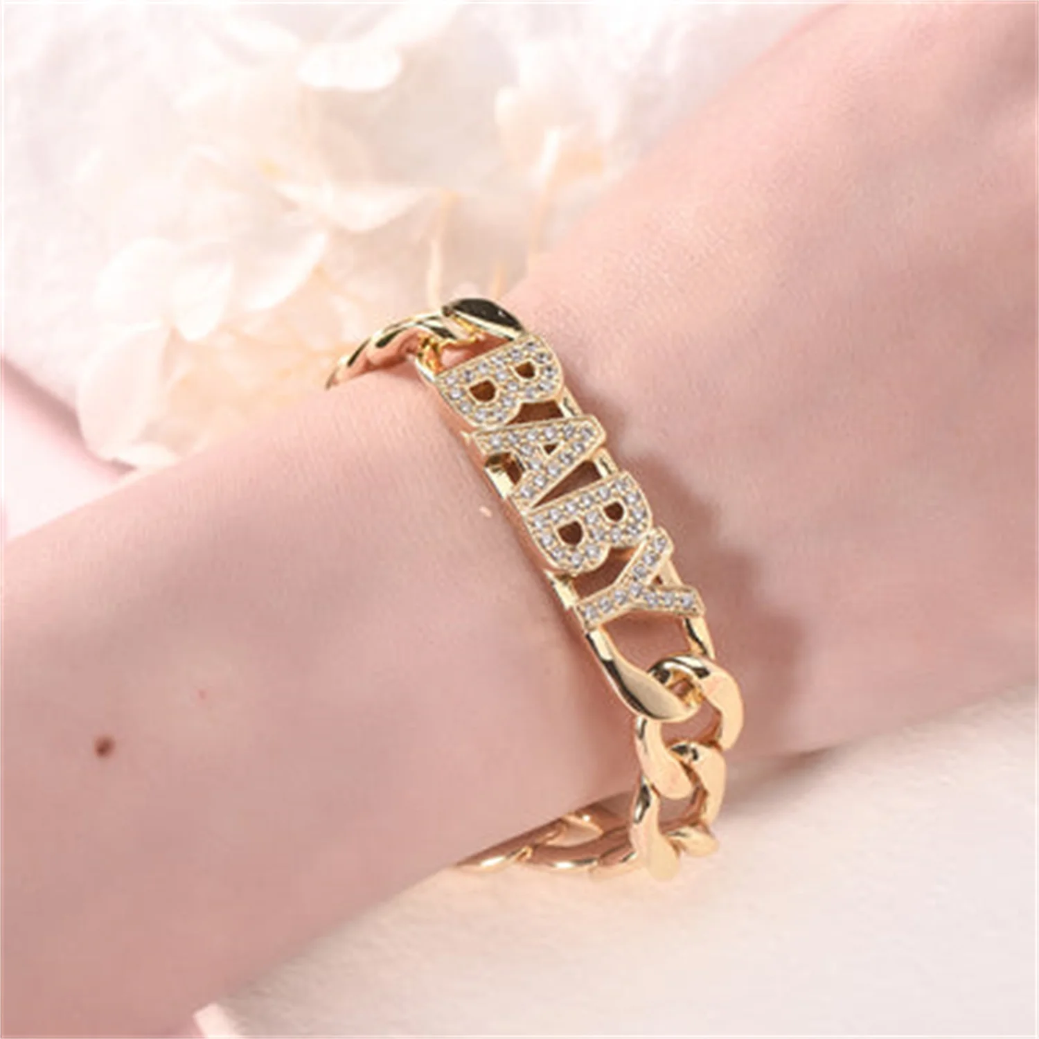 Personalized Name Bracelet For Women Custom Gold Plated Bangle  Cuban Link Chain Stainless Steel Charms Handmade Jewelry Gifts