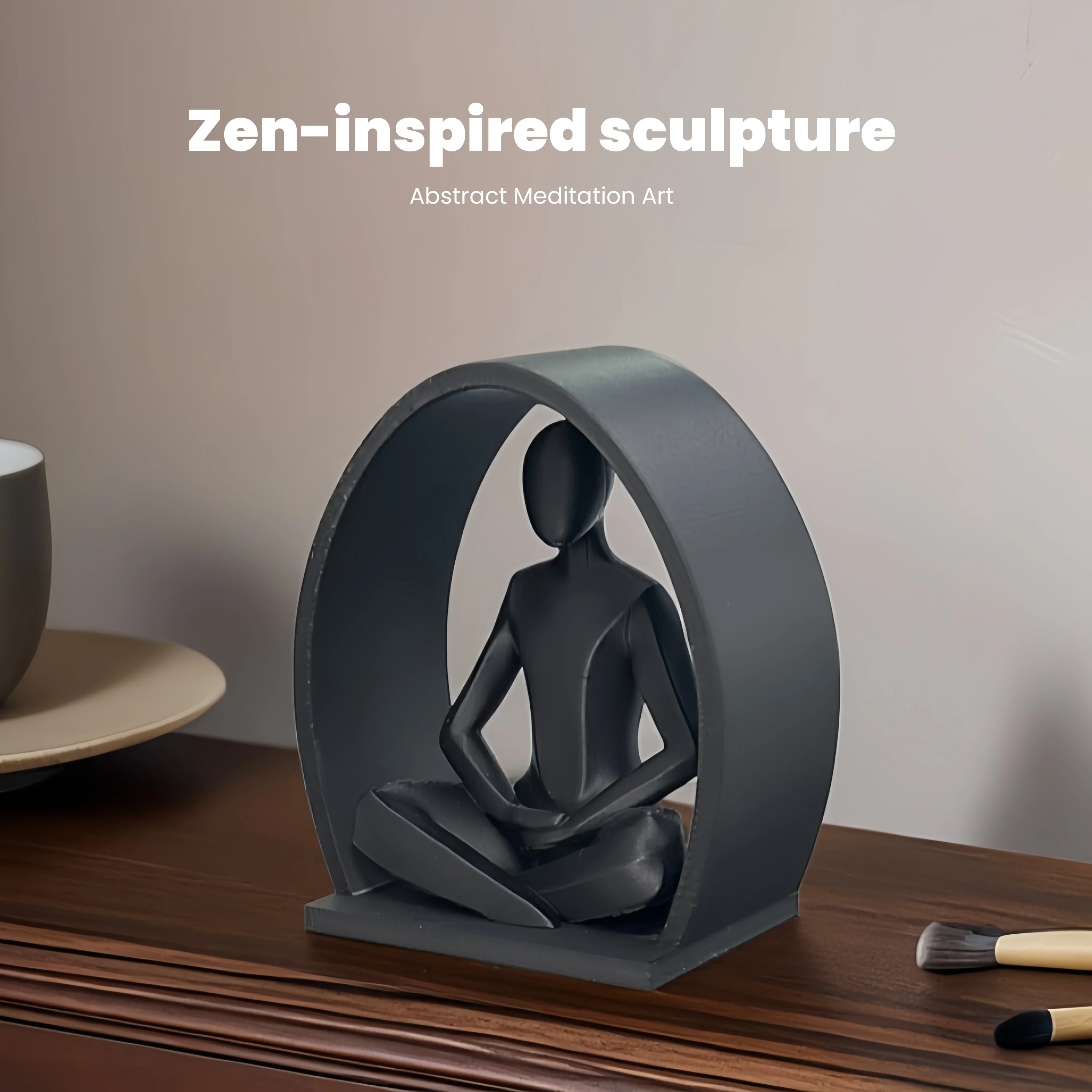 Abstract Meditation Sculpture, Zen-Inspired Yoga Figurine, Minimalist Home Decor for Office Desk, Spiritual Art Statue