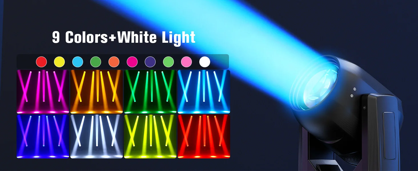 LeLeght 200W Moving Head 18-Facet Prism Stage Light 14CH DMX512 With Sound Activated for Parties Wedding Church Live Show Bar