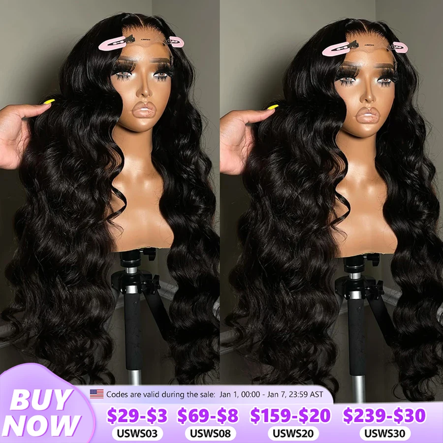 180 Density 13x4 13x6 360 Transparent Body Wave 30 32 34Inches Lace Front Human Hair Wigs Brazilian Frontal Wigs For Women