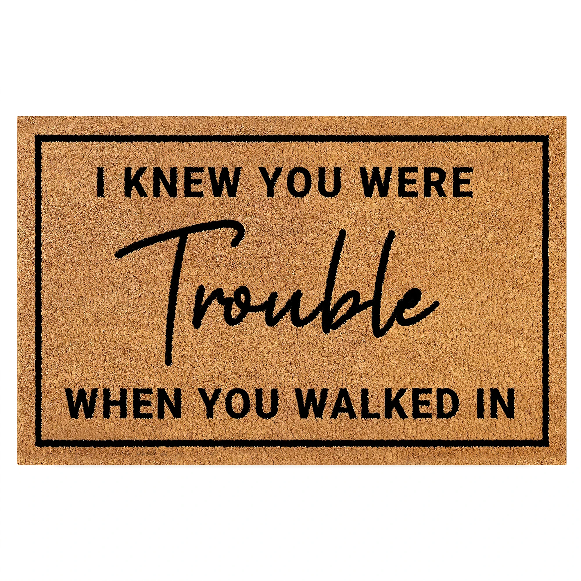 I Knew You Were Trouble When You Walked In Doormat Rubber Non-Slip Funny Mats for Entryway Door Mat Indoor Floor Foot Mat