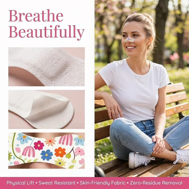 30/50/100 Pieces of Pink Sports Nasal Strips, Floral Pattern, Breathable, Suitable for Work, Exercise