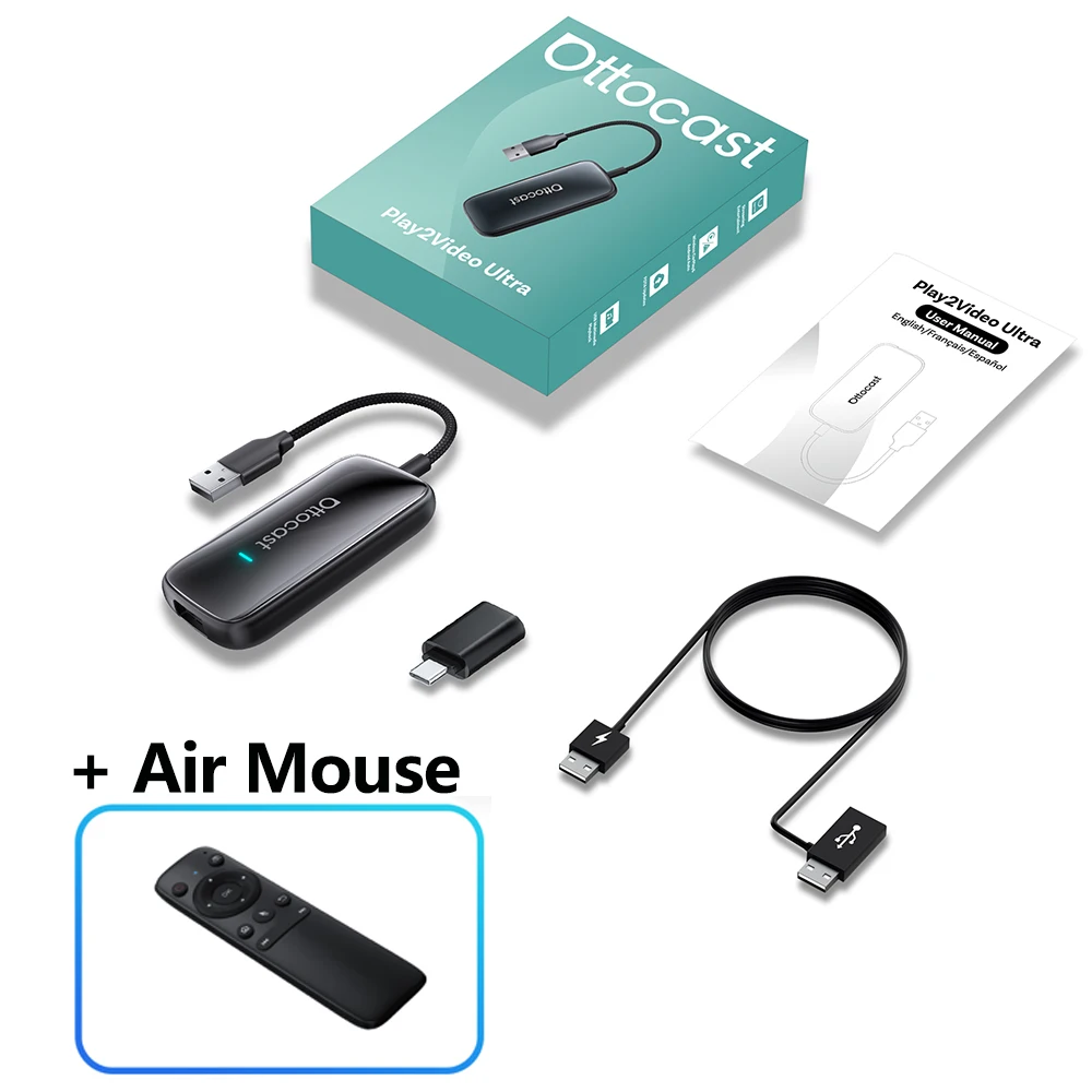 OTTOCAST Play2Video Ultra AI Box for CarPlay Android Auto