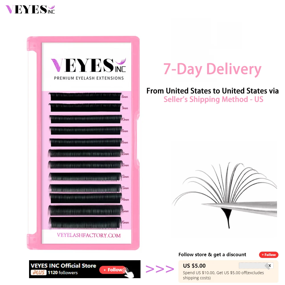 Veyes Inc Easy Fanning Eyelash Extensions Veyelash Russian Volume Lashes Fast Bloom Austomatic Flowering Natural Makeup Beauty