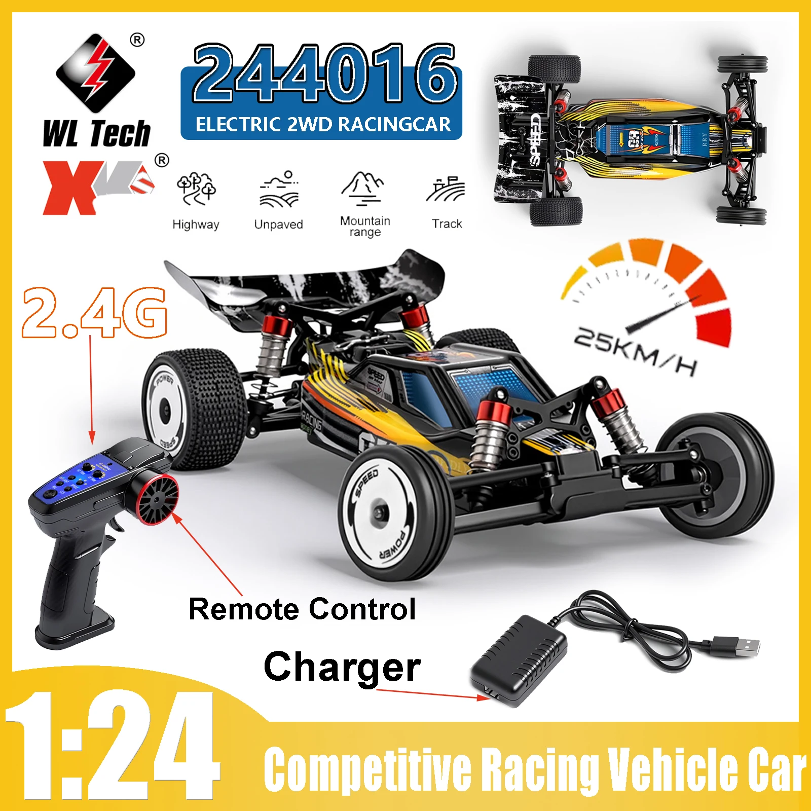 

Wltoys 244016 2.4G Remote Control High-Speed 25KM/H for 1:24 Wltoys 244016 Electric 2WD Competitive Racing Vehicle Car Toy Gifts