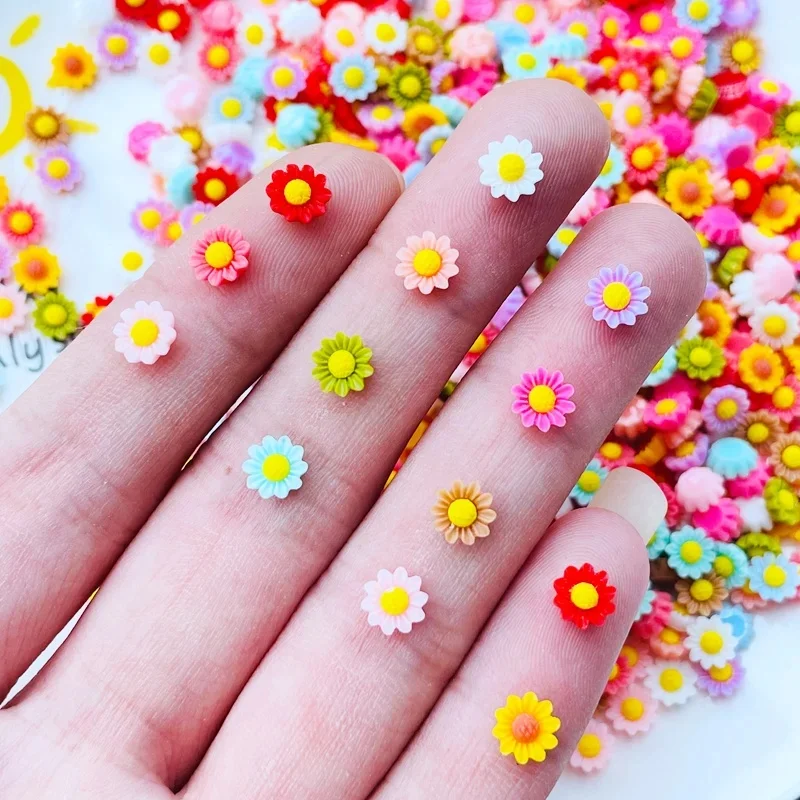 100Pcs New 6mm Kawaii Cute Mixed Flowers Flat Back Resin Cabochons Scrapbooking DIY Biżuteria Rzemiosło Dekoracja Akcesoria A41 — zdjęcie 2