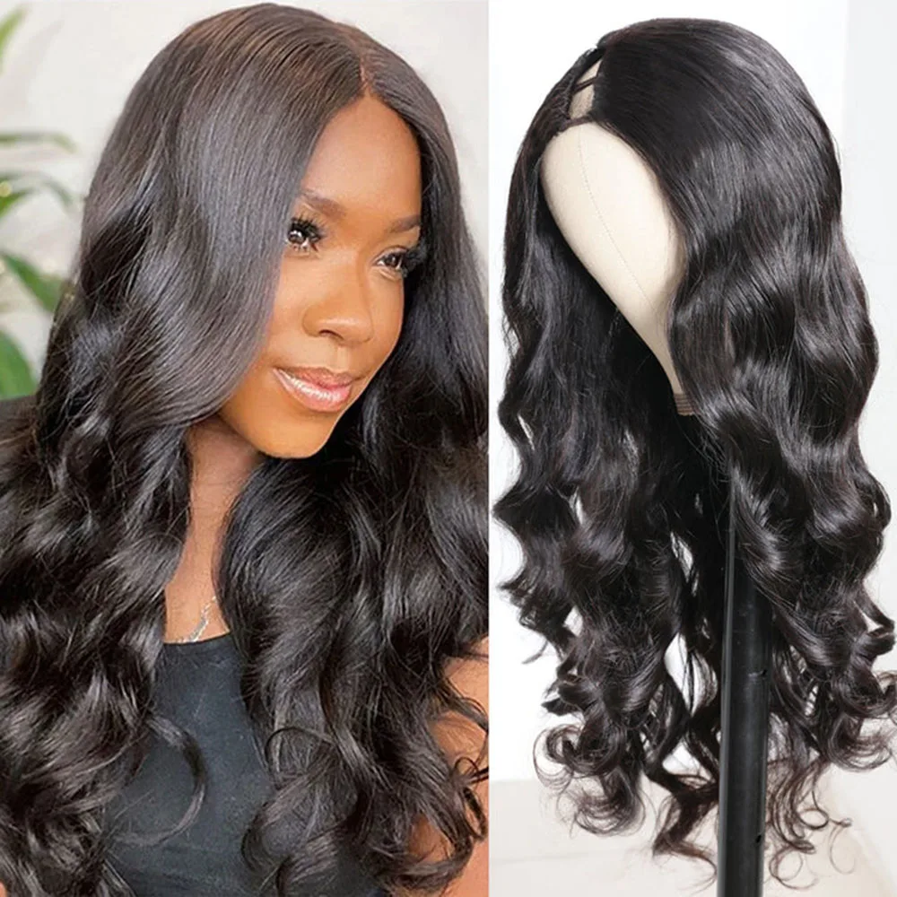 Body Wave U V Part Wig Human Hair No Leave Out 32 Inch 180% Glueless Human Hair Wigs for Women Brazilian U Part Human Hair Wigs