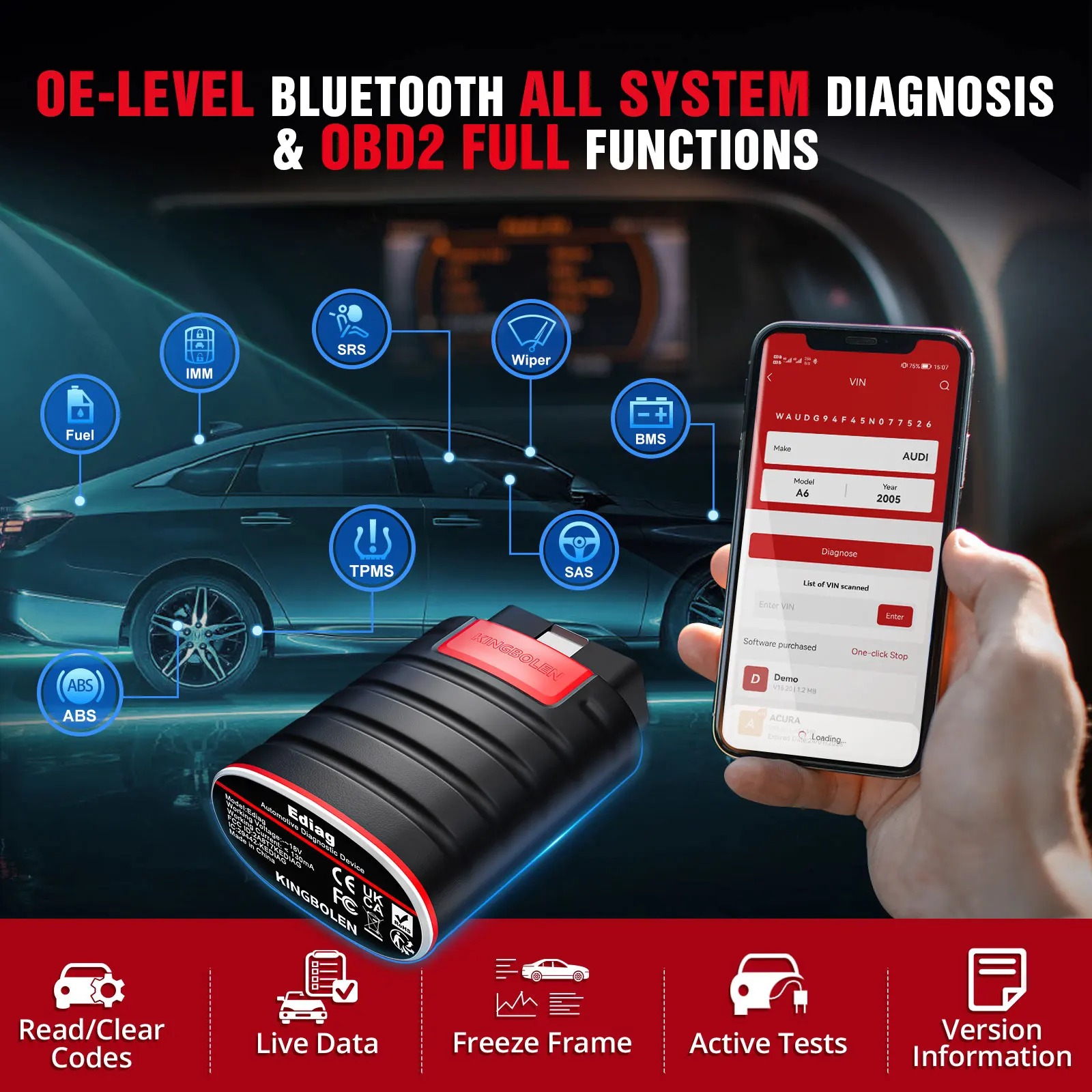 Picture 4: KINGBOLEN Ediag New V1.23.004 ALL System OBD2 Car Diagnostic Tools Code Reader ECU Coding Active Test PK THINKCAR THINKDIAG