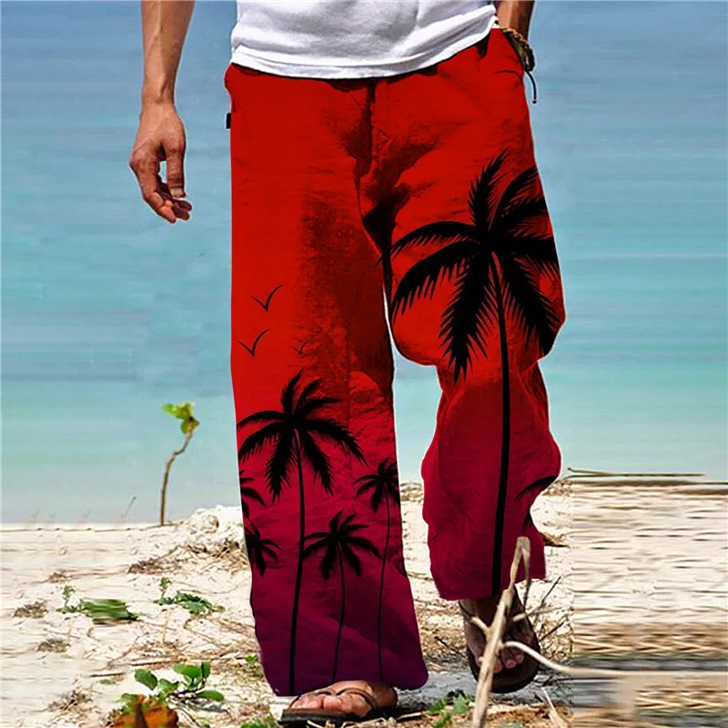 

Men's pants, Thin men's autumn new style, Breathable color blocked linen pants, Fitness streetwear, Summer Beach Entertainment