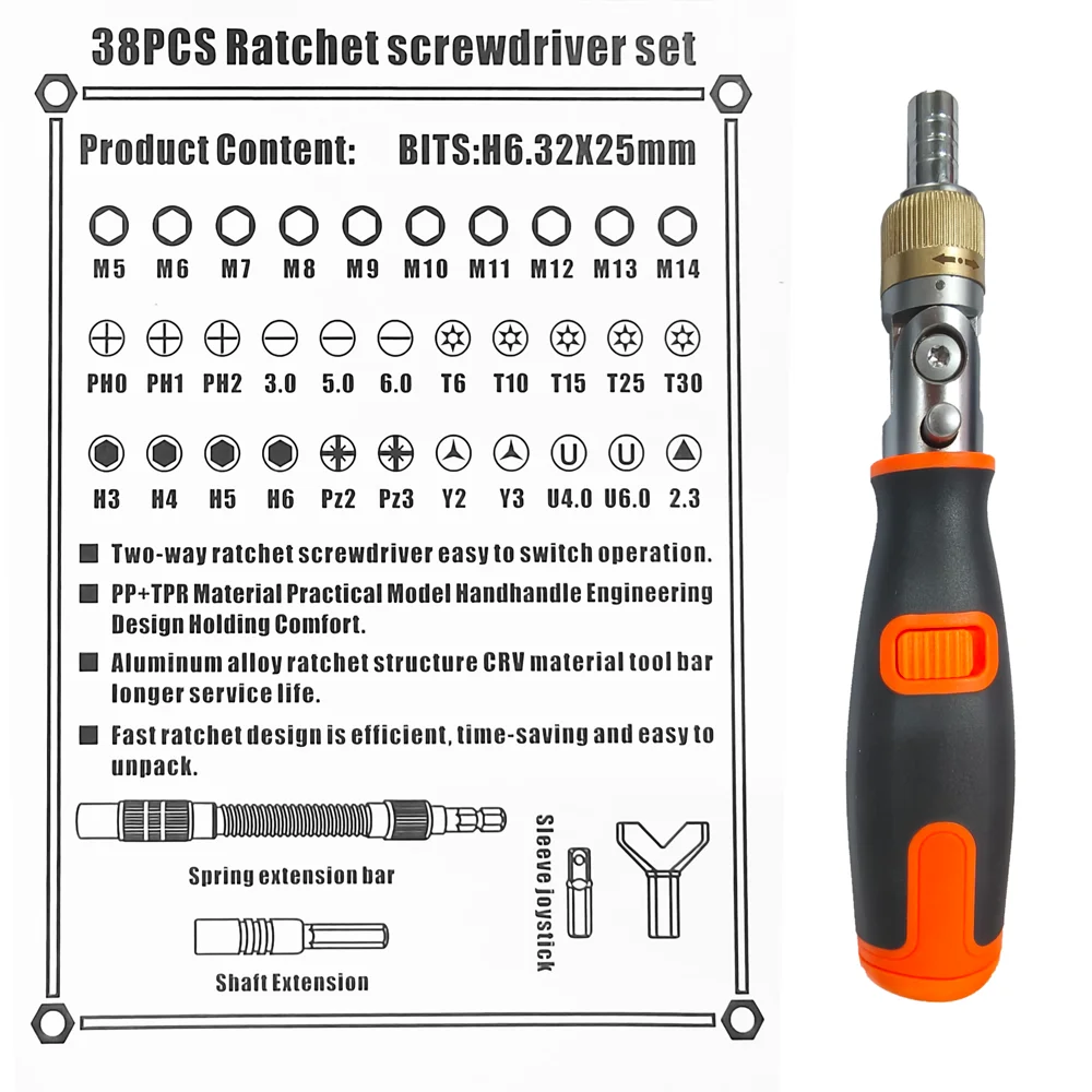 Labor-Saving Ratchet Screwdriver Set Car Socket 38 In 1 Multifunctional  Repair Household Hand Tool Bits Set Screwdriver Kit