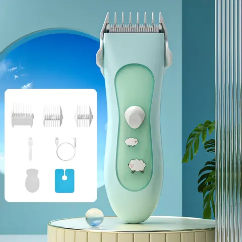 Baby hair clipper, wireless low vibration and silent, USB rechargeable, safe ceramic blade, equipped with comb and sheath