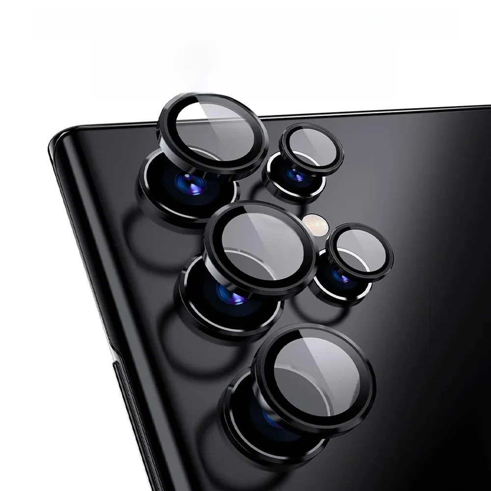 Anneau d'objectif en métal pour appareil photo, étui en verre pour Samsung Galaxy S22 S23 Ultra S24 Plus S25 Ultra, protecteur d'écran d'objectif d'appareil photo