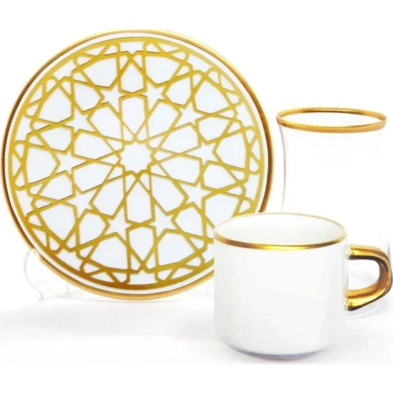 

Toygar Damla Asena Tea Coffee Set 6 Pieces Star Gold