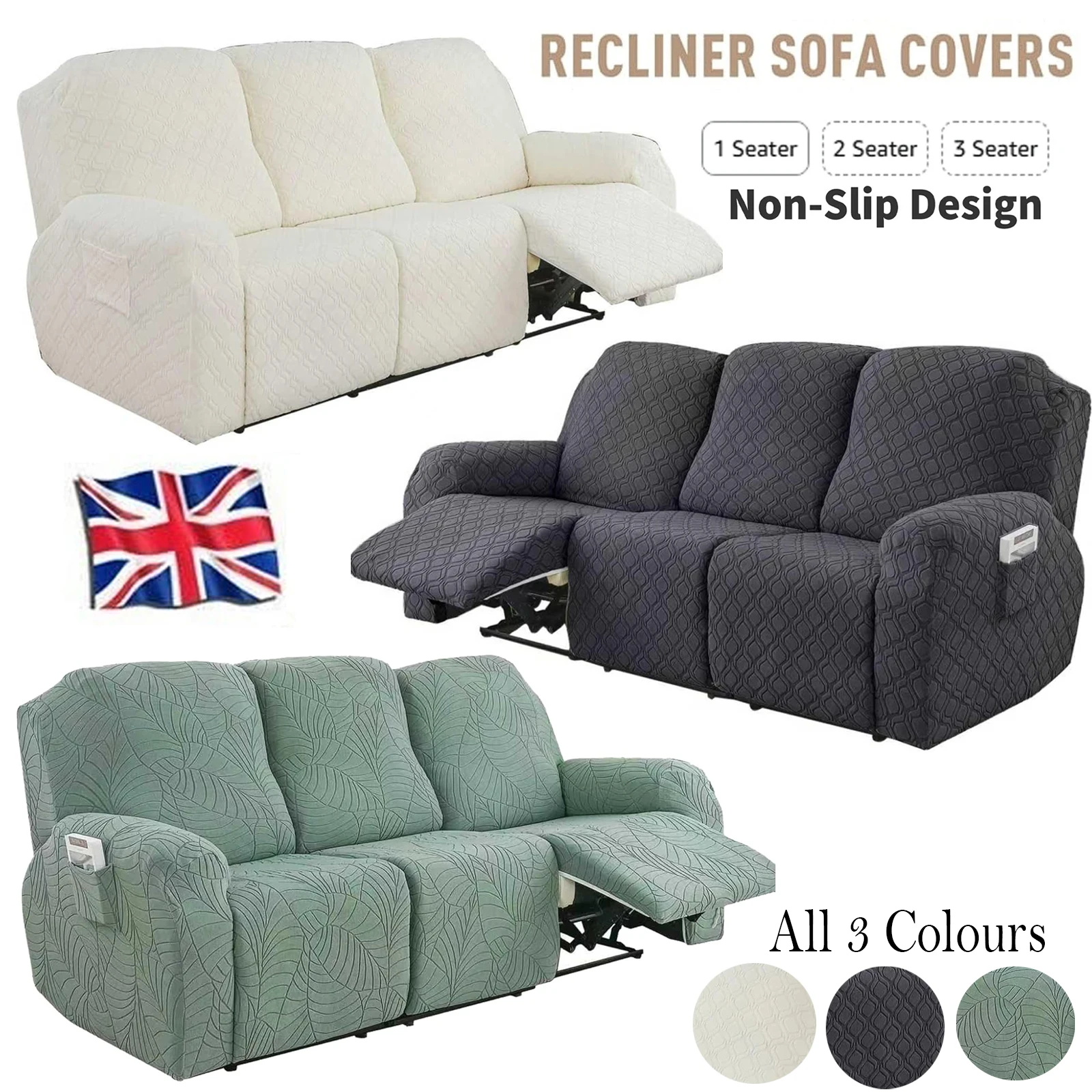 Stretch Sectional Recliner Sofa Slipcover Pet Protector
