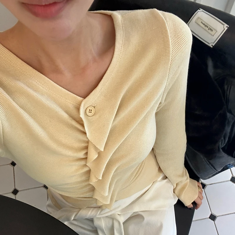 الكورية نمط ربيع جديد الخامس الرقبة سليم تدفق عدة سترة