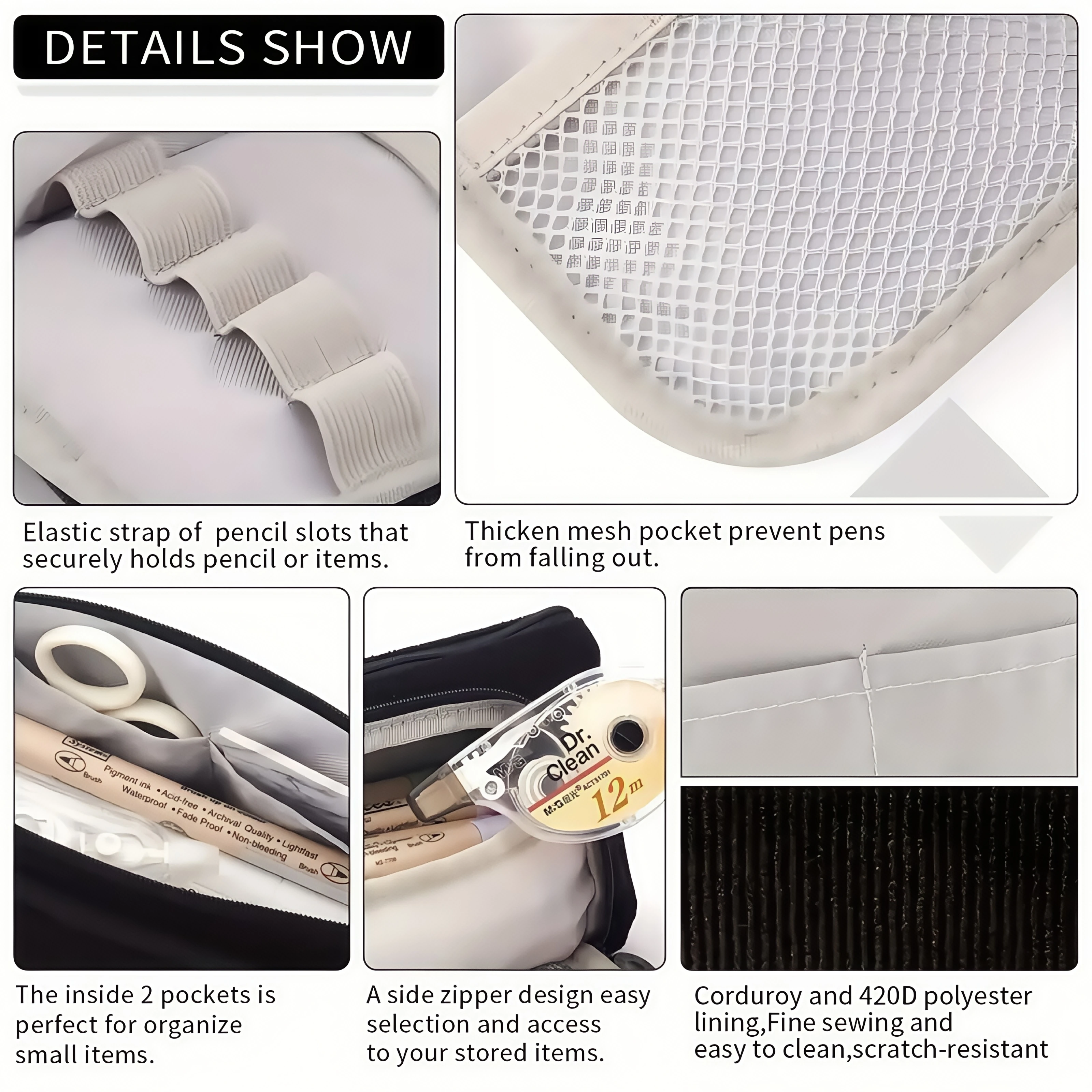 Large capacity triangular pencil case, multifunctional pencil pouch, portable and durable design, suitable for students adults