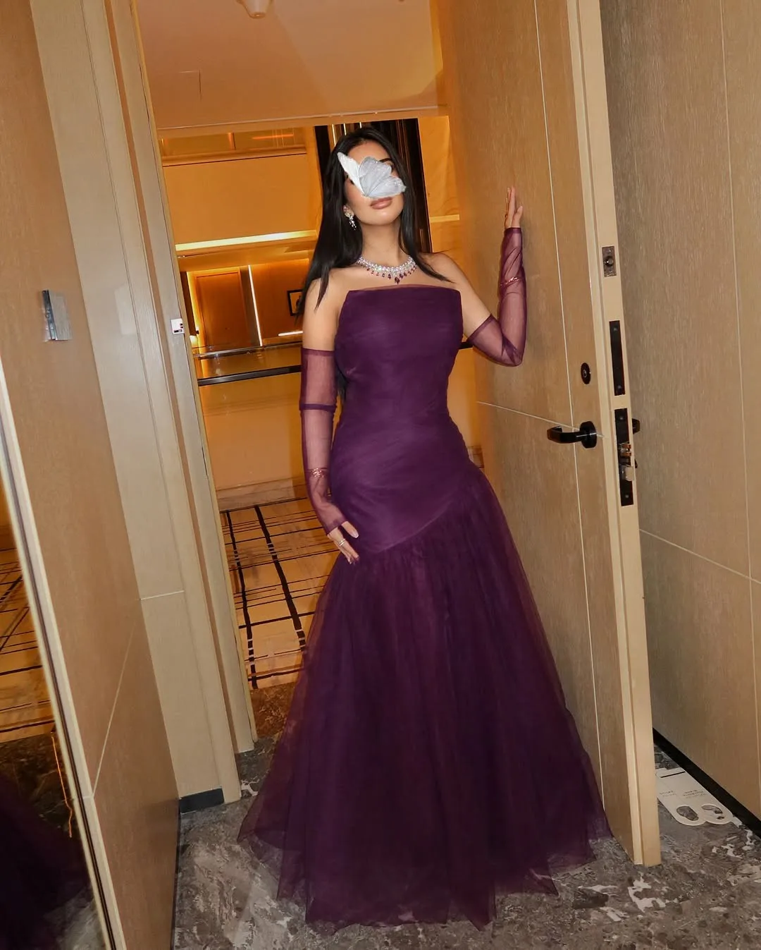 

Msikoods Customized Purple Strapless Mermaid Evening Dresses 2026 Pleated Long Formal Guest Wedding Party Gown Prom Dresses
