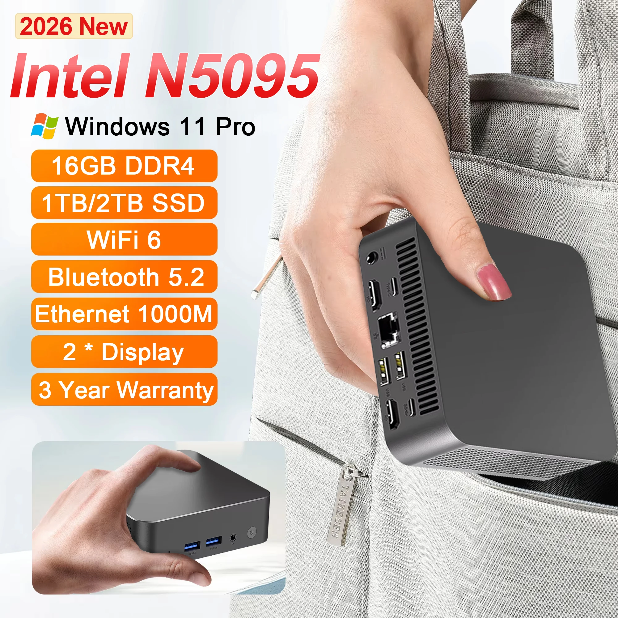 【Garantía de 3 años】Nueva Mini PC Portátil Gamer 2026 Intel Celeron N5095 Windows 11 Mini Ordenador para Juegos PC de Escritorio Mini PC para Oficina y Estudio